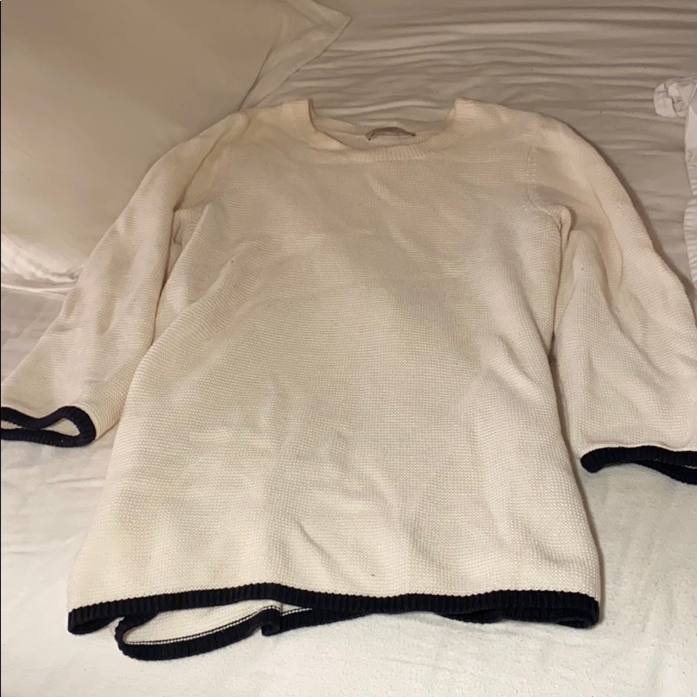 Loft Off White Sweater w/Black Trim